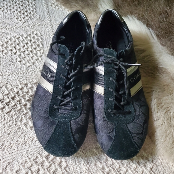 COACH Q582 Jayme Sneakers Shoes Womens Size 9.5M Black Silver Suede. F-119 - Picture 8 of 12